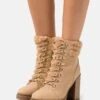 Anna Field Leather - Botines Con Cordones - Beige