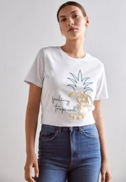 Anna Field Hattie Pineapple Puff - Camiseta Estampada - White