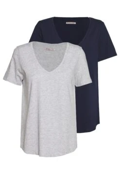 Anna Field Camiseta Básica - Mottled Light Grey/Blue