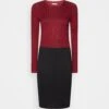 Anna Field Crew Ausschnitt Ripp Top Bodycon Mini Strickkleid - Vestido De Tubo - Dark Red/Black