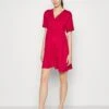 Short Sleeves Flared Mini Dress- Vestido Ligero - Red