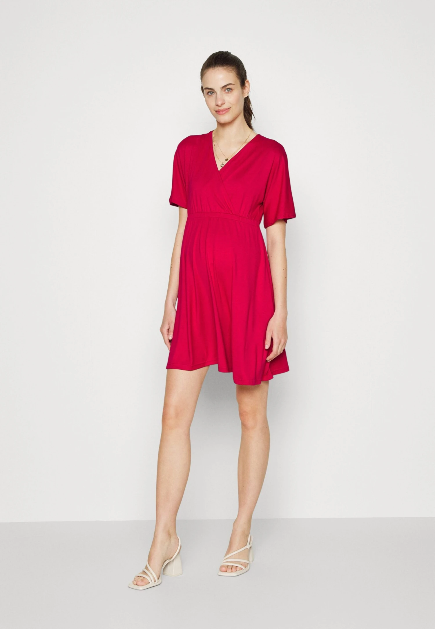 Short Sleeves Flared Mini Dress- Vestido Ligero - Red 1 Short Sleeves Flared Mini Dress- Vestido Ligero - Red