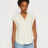 Anna Field Linen-Mix Shirt - Camiseta Estampada - Beige