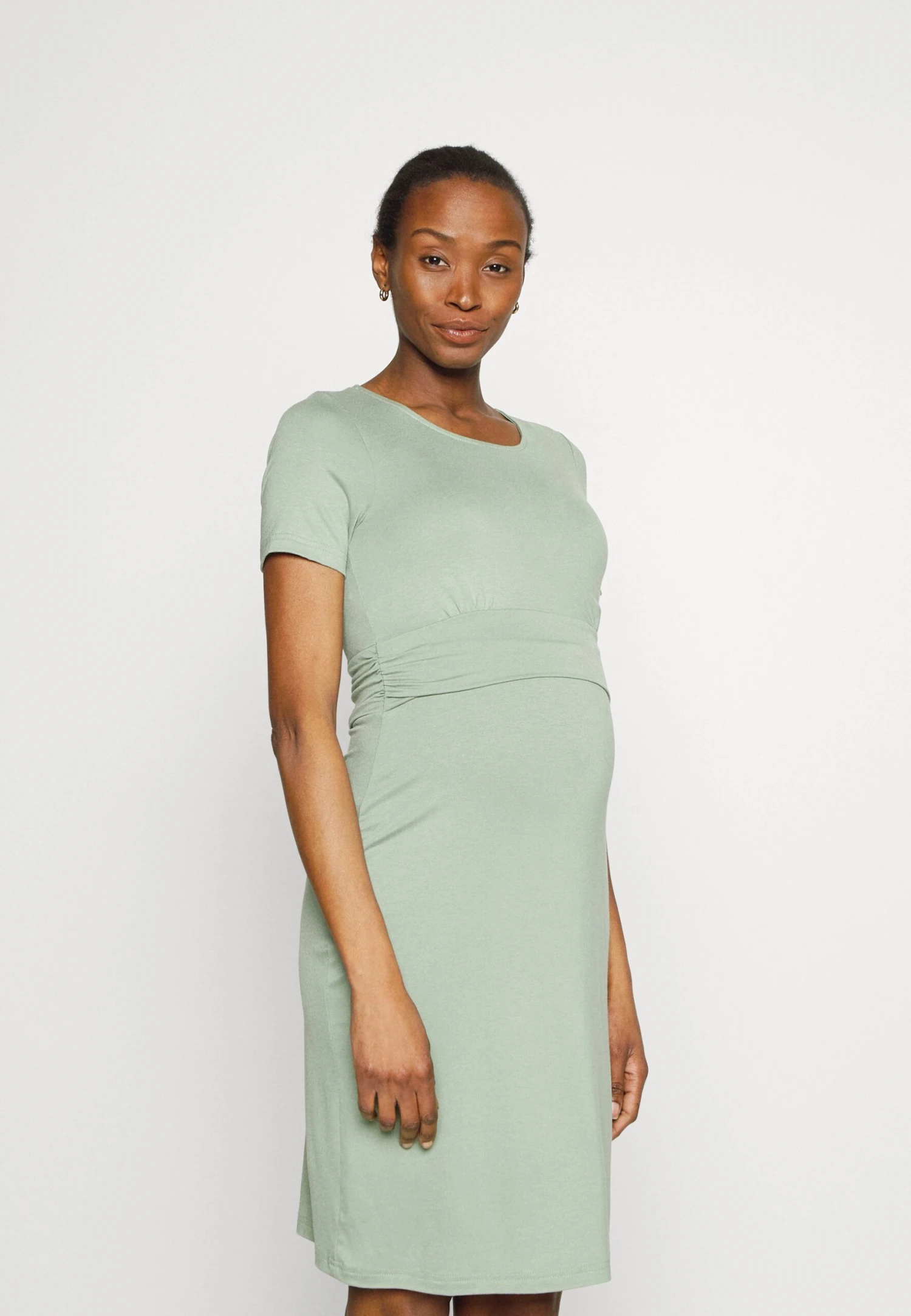 Short Sleeves Ruched Waist Mini Flared Dress - Vestido Ligero - Light Green 1 Short Sleeves Ruched Waist Mini Flared Dress - Vestido Ligero - Light Green